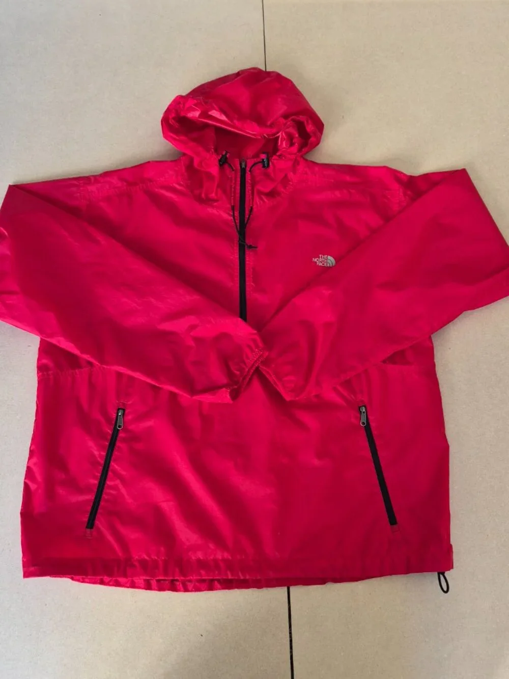 Vintage The North Face Stow Pocket large  Red Anorak Windbreaker Hooded Jacket